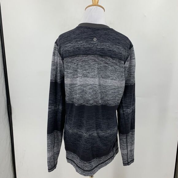 Lululemon Shirt Mens M Medium Black Gray Core Crew Rulu Long Sleeve Colorblock - Picture 6 of 12